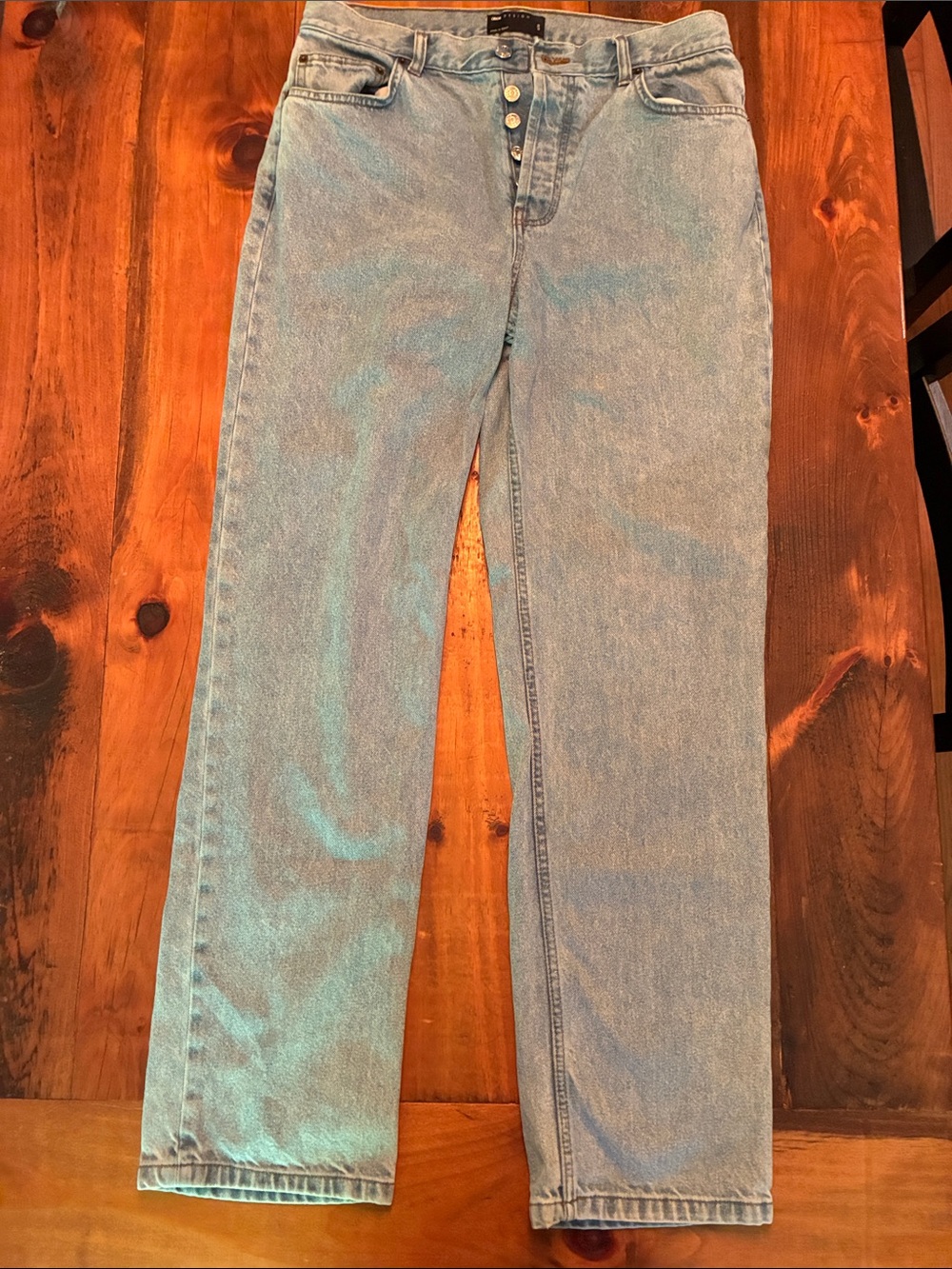 ASOS Light Wash Straight-Leg Jeans with Button Fly